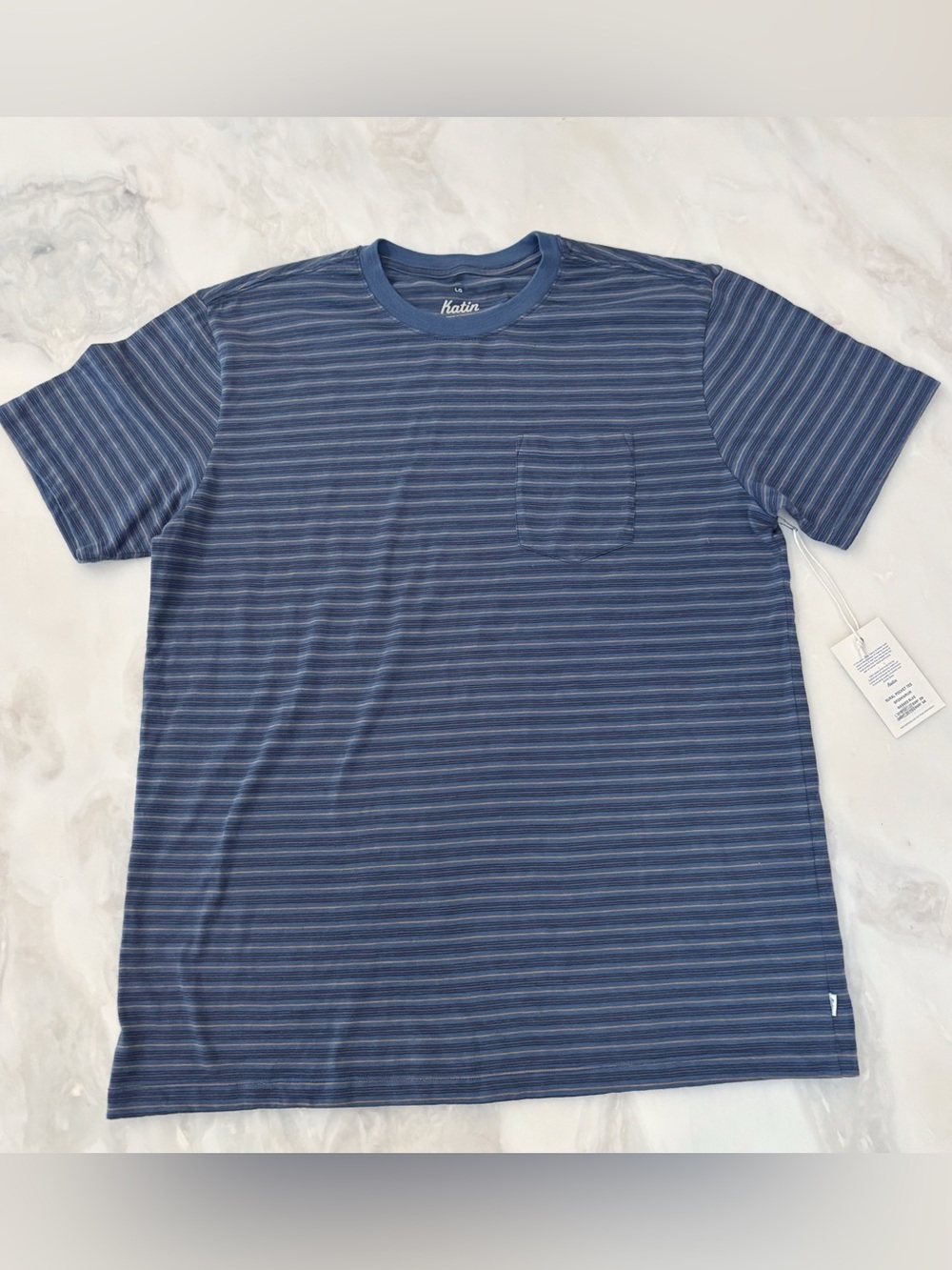 Katin Rural Stripe Pocket Tee Men’s Size Large New Blue